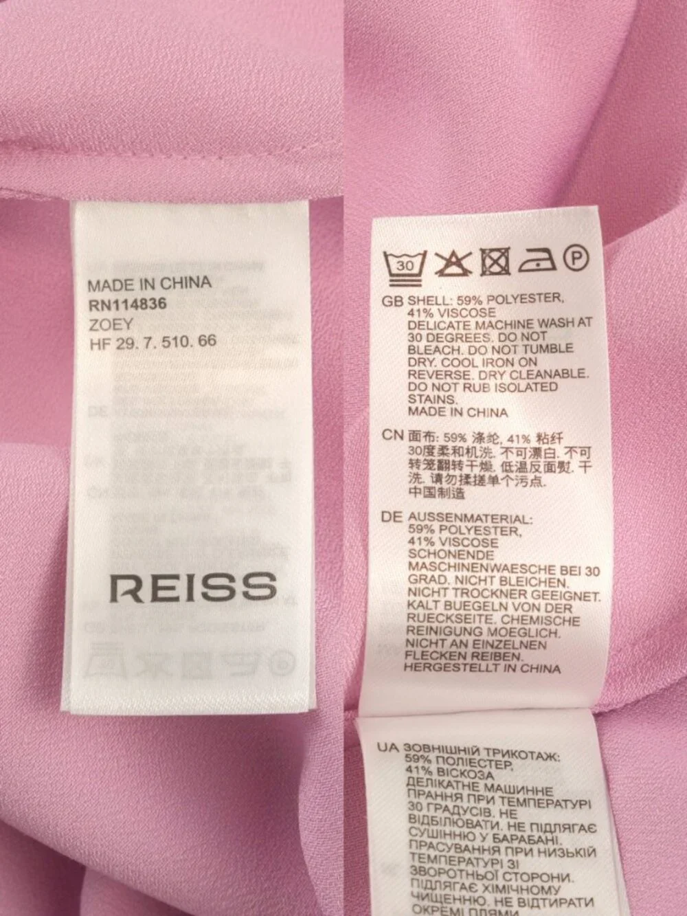 Reiss Zoey Satin Drape Ruched Midi Slip Dress, Light Pink, US 8 - Picture 10 of 11